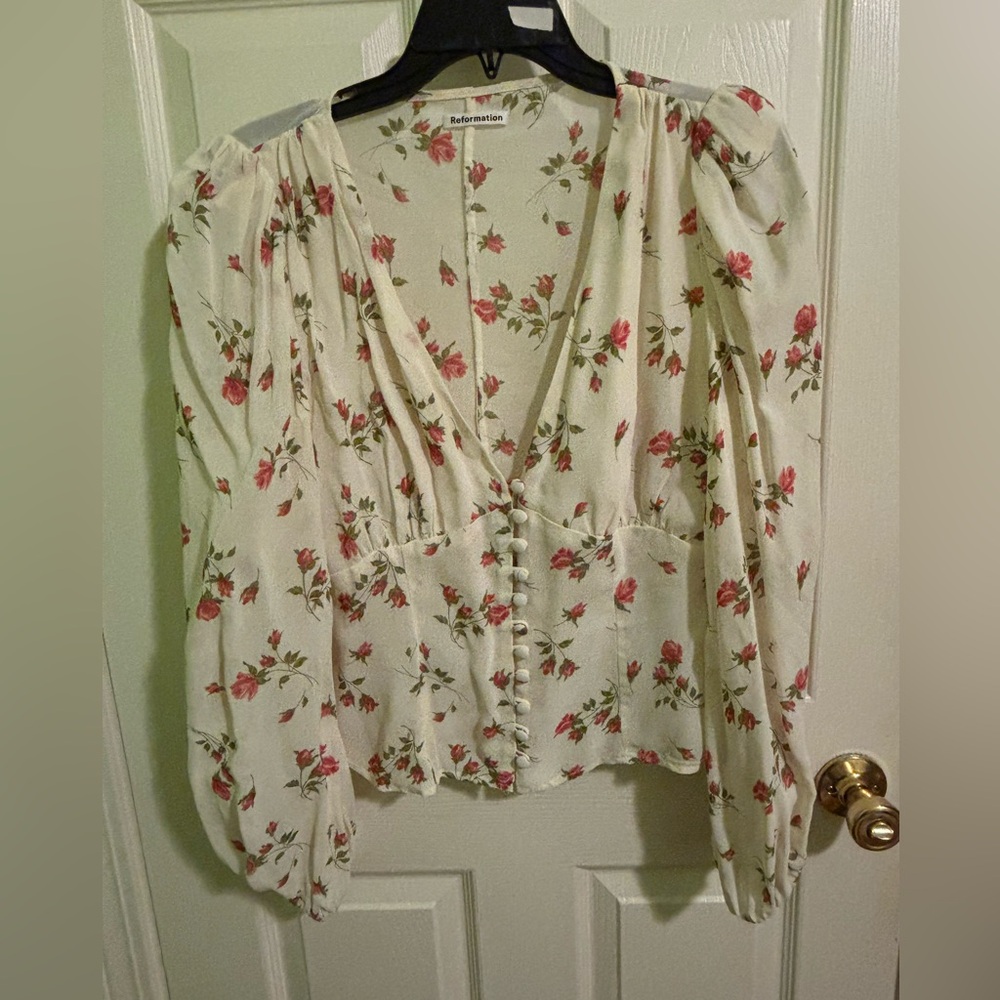 Reformation Floral Nell Top | Button-Up Women's Top